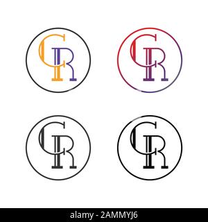 Logo letter CR, C, R creative design initials Abstract design - Vector Stock Vector