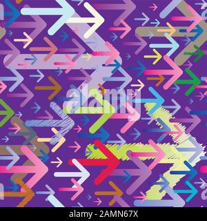 Arrows aiming in One Direction - Multicolored Pattern - Abstract Background Stock Vector