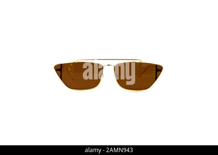 Brown Trapezoidal Flat Top Aviator  Sunglasses, Front View Stock Photo