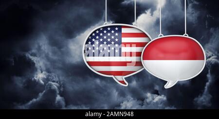 USA and Indonesia communication. Trade negotiation talks. 3D Rednering Stock Photo