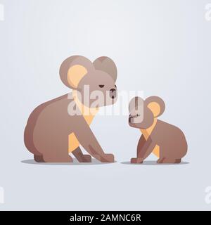 koalas icon cute cartoon wild animals mother with young joey symbol wildlife species fauna concept flat vector illustration Stock Vector