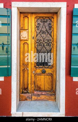 Representative house facade on the famous island Burano, Venice, Italy Stock Photo