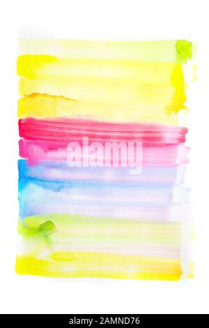 pastel simple and normal rainbow colour are painted by large brush on the white drawing texture paper. Stock Photo
