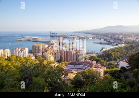 Beautiful aerial view of Malaga, Spain Stock Photo
