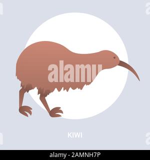 brown kiwi icon cartoon endangered wild australian animal symbol wildlife species fauna concept flat vector illustration Stock Vector