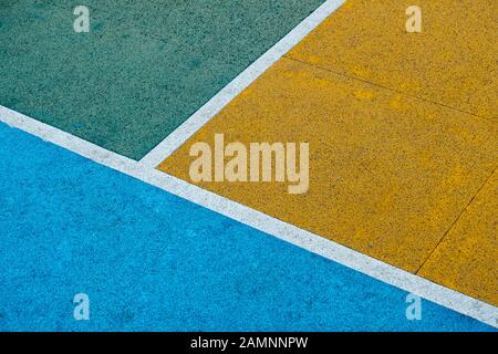 closeup of basketball court lines, sports field Stock Photo