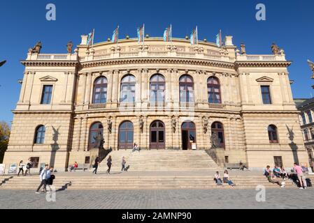 PRAGUE, CZECH REPUBLIC - OCTOBER 14, 2018: The facade of Rudolfinum Concert Hall. Stock Photo