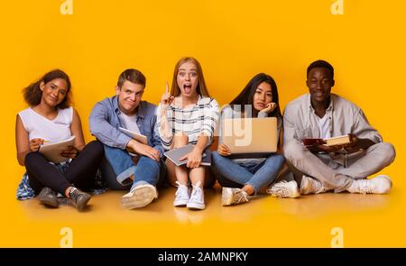 Group of students studying for university exams Stock Photo