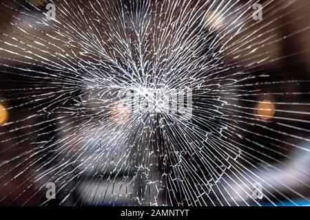 Broken tempered glass Stock Photo