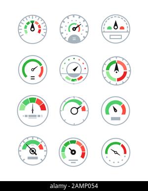 Different speedometers collection - set of vector elements Stock Vector