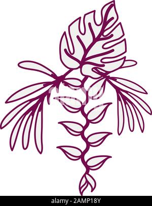 heliconia flower tropical plant with leafs and anchor Stock Vector ...
