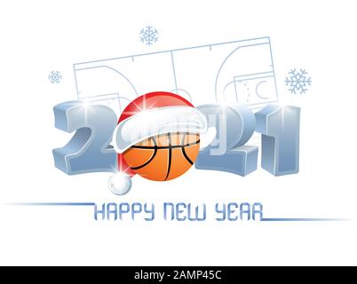 Merry Christmas and Happy New Year luxury Sports greeting card. Basketball  ball as a Christmas ball on black background. Vector illustration Stock  Vector Image & Art - Alamy
