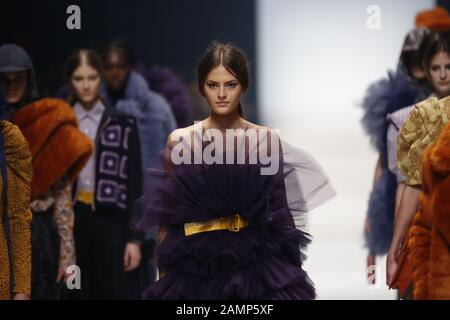 Berlin, Germany. 14th Jan, 2020. Models on the catwalk at the MBFW in the Kraftwerk Berlin present the autumn/winter 2020/21 collections by the designer Designer Danny Reinke. (Photo by Simone Kuhlmey/Pacific Press) Credit: Pacific Press Agency/Alamy Live News Stock Photo