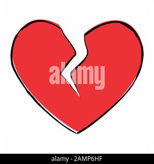 Broken heart freehand icon Stock Vector