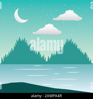 wandelust forest landscape with lake scene Stock Vector Image & Art - Alamy