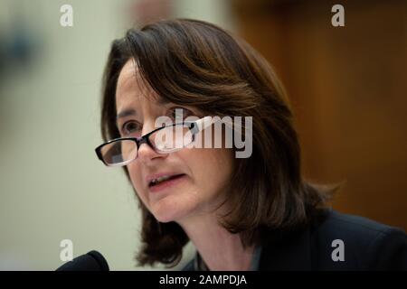 Avril Haines, Former Deputy National Security Advisor and Former Deputy Director of the Central Intelligence Agency, along with Richard Haass Ph.D., President of the Council on Foreign Relations, and Stephen J. Hadley, Former National Security Advisor, testify before the U.S. House Committee on Foreign Relations at the United States Capitol in Washington, DC, U.S., on Tuesday, January 14, 2020, following a U.S., drone strike that killed Iranian military leader Qasem Soleimani on January 3, 2020. United States Secretary of State Mike Pompeo, who was supposed to be the key witness appearing be Stock Photo