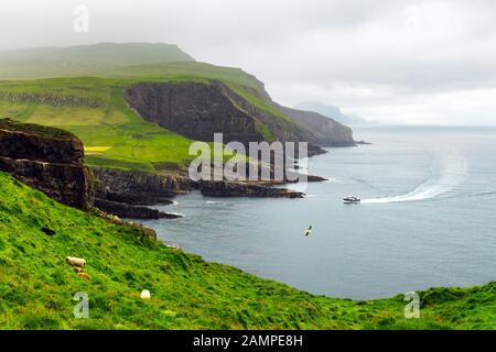 Summer view of Mykines island, Faroe islands, Denmark. Landscape photography Stock Photo