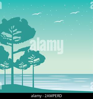 wandelust forest landscape with lake scene Stock Vector Image & Art - Alamy