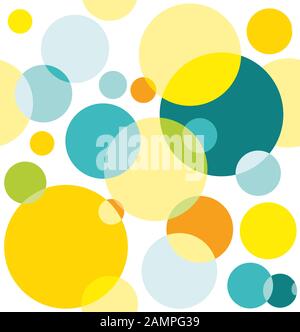 bright seamless pattern of colorful circles on white background Stock Vector
