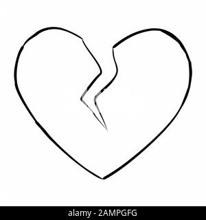 Broken heart freehand icon Stock Vector