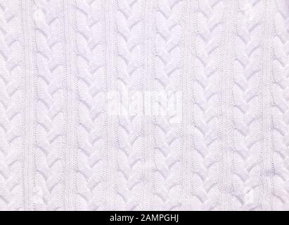 Merino wool knit handmade white large blanket, super chunky yarn, white texture trendy concept Stock Photo