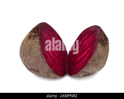 Two halfs of red beetroot isolated on white background Stock Photo
