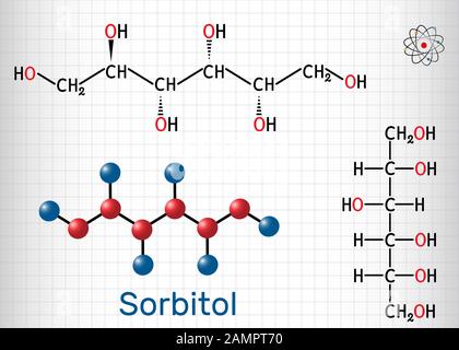 Sorbitol, glucitol molecule. It is polyhydric alcohol with a sweet ...