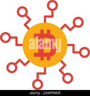Node icon set. Four elements in diferent styles from crypto currency icons collection. Creative node icons filled, outline, colored and flat symbols Stock Vector