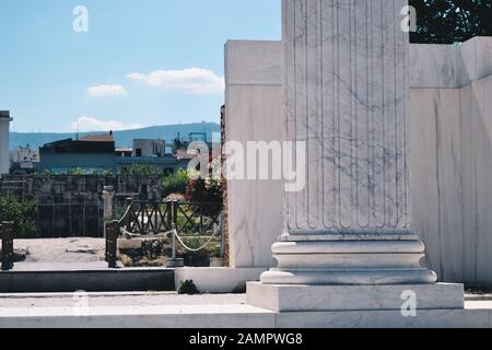 Marbel doric column base Stock Photo