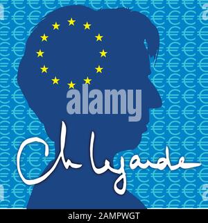 Christine Lagarde, new President of the European Central Bank, ECB, 2019 Stock Vector