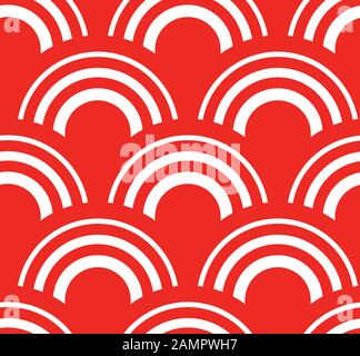 Traditional japanese waves ornament in red seamless pattern Stock Vector