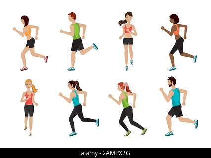 group of athletic people avatar characters Stock Vector