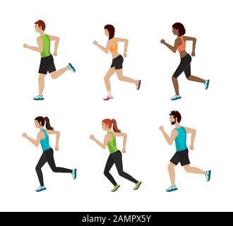 group of athletic people avatar characters Stock Vector