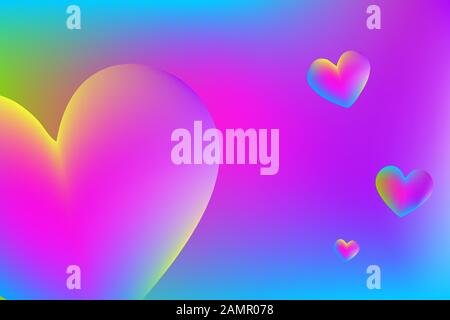 Heart in neon colors valentines day liquid background Stock Vector