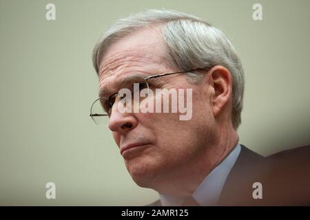 Stephen J. Hadley, Former National Security Advisor, along with Richard Haass Ph.D., President of the Council on Foreign Relations and Avril Haines, Former Deputy National Security Advisor and Former Deputy Director of the Central Intelligence Agency, testifies before the U.S. House Committee on Foreign Relations at the United States Capitol in Washington D.C., U.S., on Tuesday, January 14, 2020, following a U.S., drone strike that killed Iranian military leader Qasem Soleimani on January 3, 2020.  United States Secretary of State Mike Pompeo, who was supposed to be the key witness appearing b Stock Photo