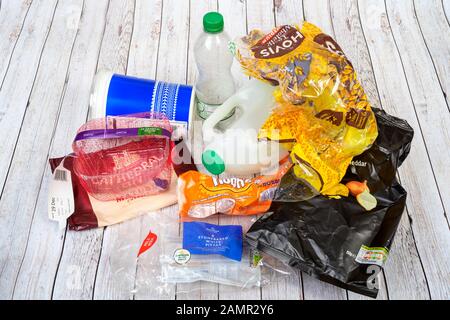 Single use plastic, household waste, environment Stock Photo