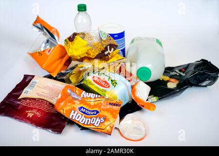 Single use plastic, household waste, environment Stock Photo