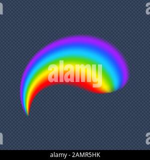 Rainbow shape realistic on transparent background isolated vector illustration. Stock Vector