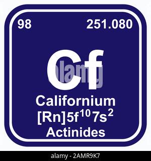 Californium Periodic Table of the Elements Vector illustration eps 10 Stock Vector