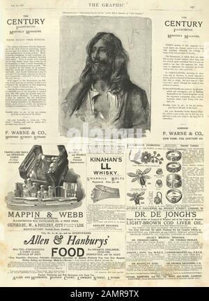 Page of Victorian newspaper adverts from the Graphic illustrated newsapaper, 1886, 19th Century Stock Photo