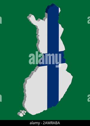 Finland Map flag Vector 3D illustration Eps 10. Stock Vector