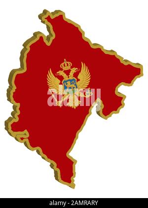 Montenegro Map flag Vector 3D Stock Vector