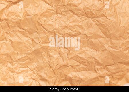 Crumpled Brown Paper Background close up Stock Photo
