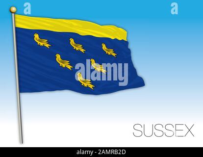 Sussex county official flag, United Kingdom, vector illustration Stock Vector