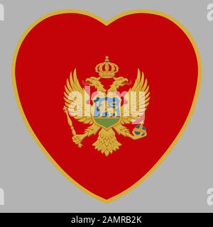Montenegro Flag In Heart Shape Vector illustration eps 10 Stock Vector