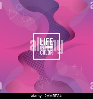 pink waves colors with life in color abstract background Stock Vector