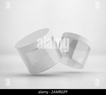 Blank Glass Jar with cap Mockup, 3d Rendering isolated on light background Stock Photo