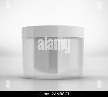 Blank Glass Jar with cap Mockup, 3d Rendering isolated on light background Stock Photo