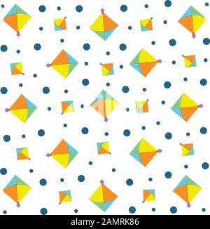 Vector seamless pattern with colorful kites. Stock Vector