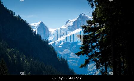 Swiss Alps Mountain Range Stock Photo